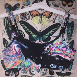 Iheartraves liquid tripp buckle crop top XL